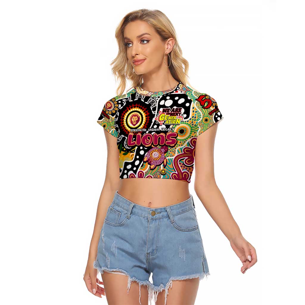 Personalised Lions AFL Celebrating 50 Years of Naidoc Raglan Cropped T Shirt NAIDOC Week 2025 Aboriginal
