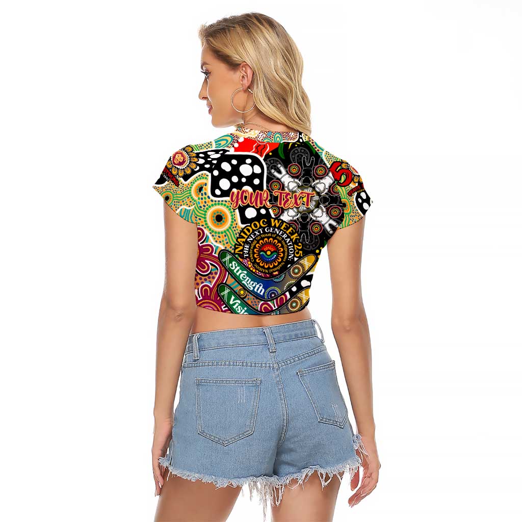 Personalised Lions AFL Celebrating 50 Years of Naidoc Raglan Cropped T Shirt NAIDOC Week 2025 Aboriginal