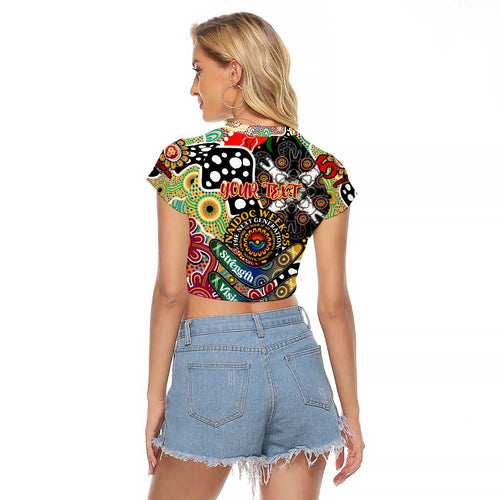 Personalised Lions AFL Celebrating 50 Years of Naidoc Raglan Cropped T Shirt NAIDOC Week 2025 Aboriginal