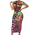 Personalised Lions AFL Celebrating 50 Years of Naidoc Short Sleeve Bodycon Dress NAIDOC Week 2025 Aboriginal