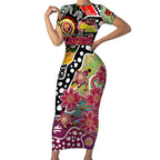 Personalised Lions AFL Celebrating 50 Years of Naidoc Short Sleeve Bodycon Dress NAIDOC Week 2025 Aboriginal