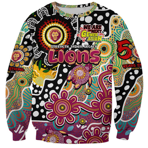 Personalised Lions AFL Celebrating 50 Years of Naidoc Sweatshirt NAIDOC Week 2025 Aboriginal