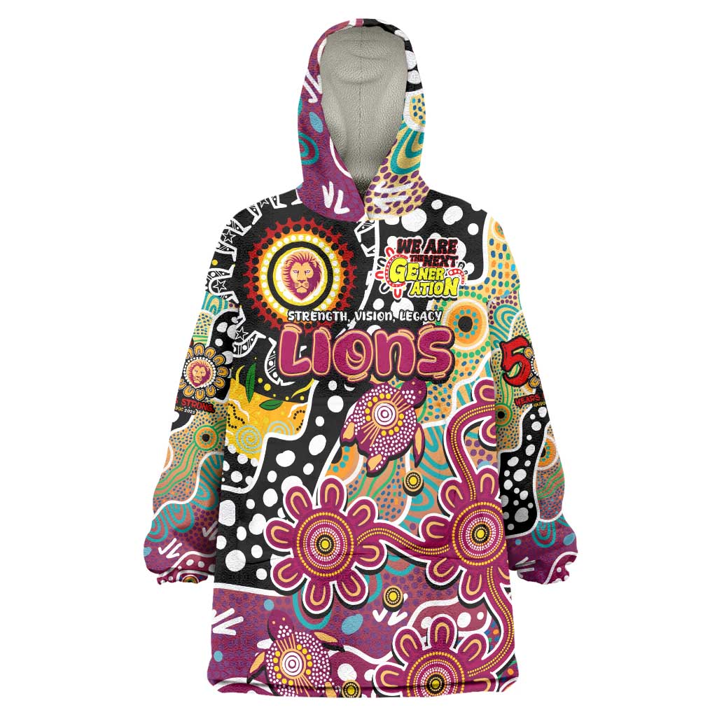 Personalised Lions AFL Celebrating 50 Years of Naidoc Wearable Blanket Hoodie NAIDOC Week 2025 Aboriginal