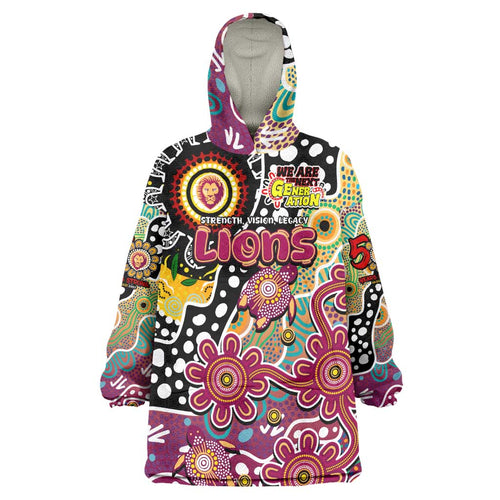 Personalised Lions AFL Celebrating 50 Years of Naidoc Wearable Blanket Hoodie NAIDOC Week 2025 Aboriginal