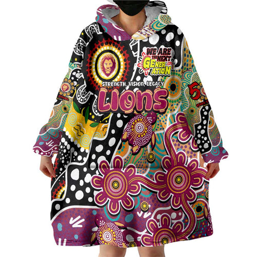 Personalised Lions AFL Celebrating 50 Years of Naidoc Wearable Blanket Hoodie NAIDOC Week 2025 Aboriginal