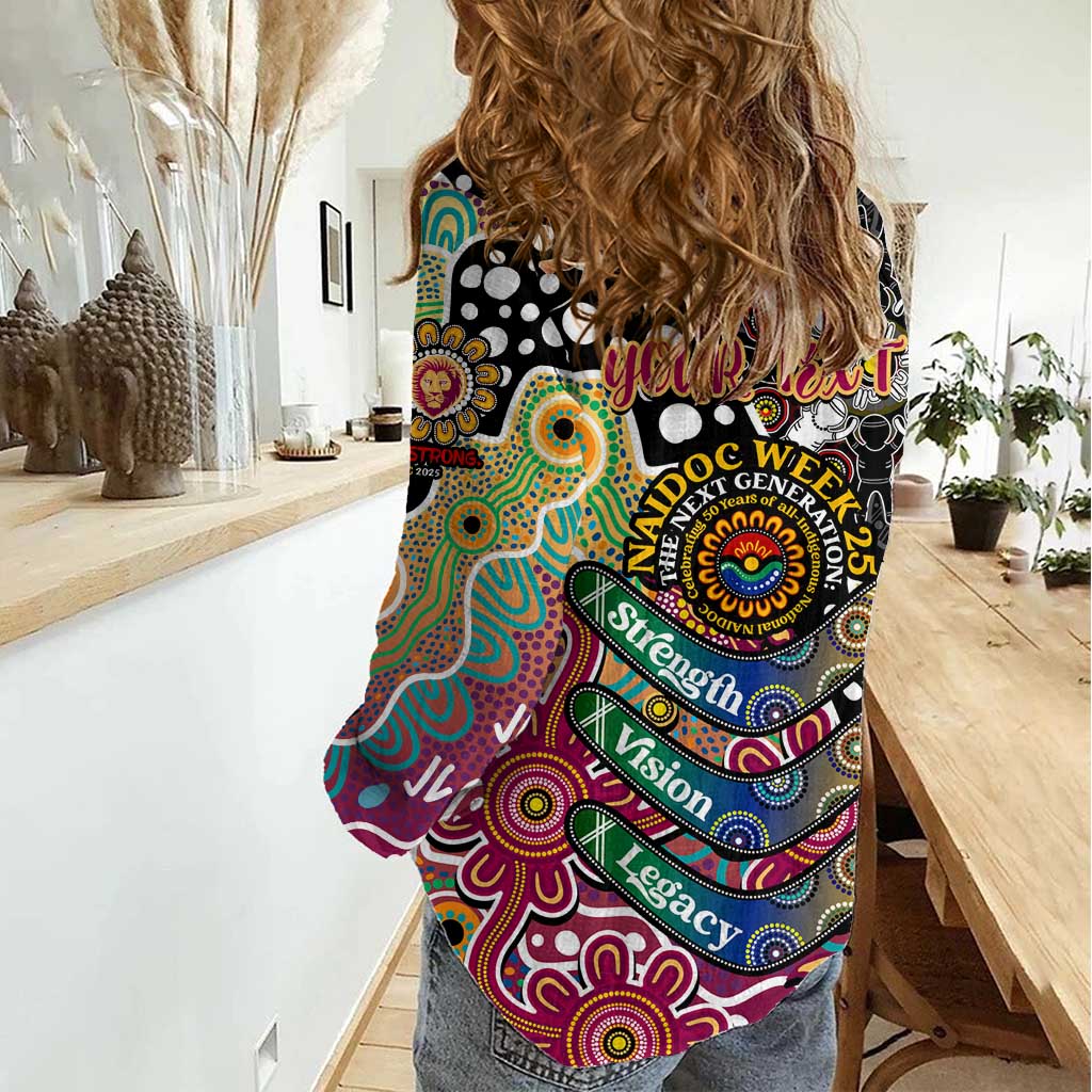 Personalised Lions AFL Celebrating 50 Years of Naidoc Women Casual Shirt NAIDOC Week 2025 Aboriginal