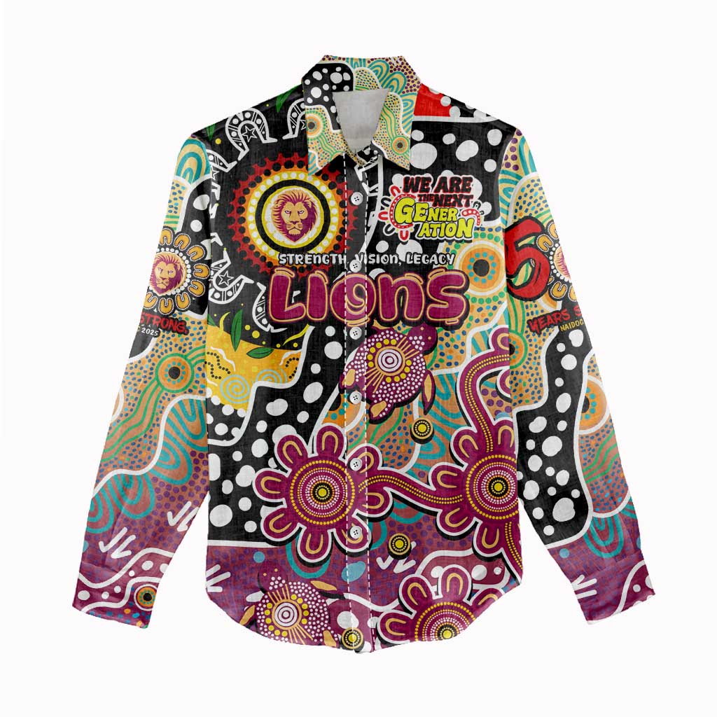 Personalised Lions AFL Celebrating 50 Years of Naidoc Women Casual Shirt NAIDOC Week 2025 Aboriginal