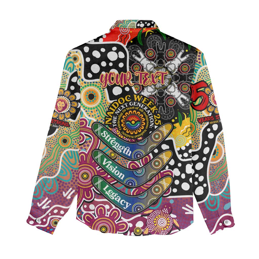 Personalised Lions AFL Celebrating 50 Years of Naidoc Women Casual Shirt NAIDOC Week 2025 Aboriginal
