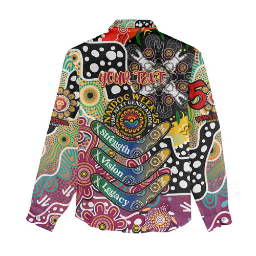 Personalised Lions AFL Celebrating 50 Years of Naidoc Women Casual Shirt NAIDOC Week 2025 Aboriginal