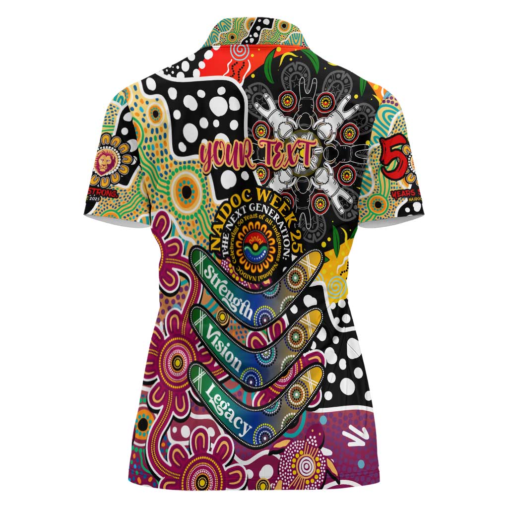 Personalised Lions AFL Celebrating 50 Years of Naidoc Women Polo Shirt NAIDOC Week 2025 Aboriginal