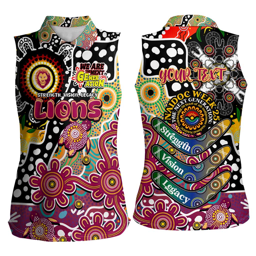 Personalised Lions AFL Celebrating 50 Years of Naidoc Women Sleeveless Polo Shirt NAIDOC Week 2025 Aboriginal