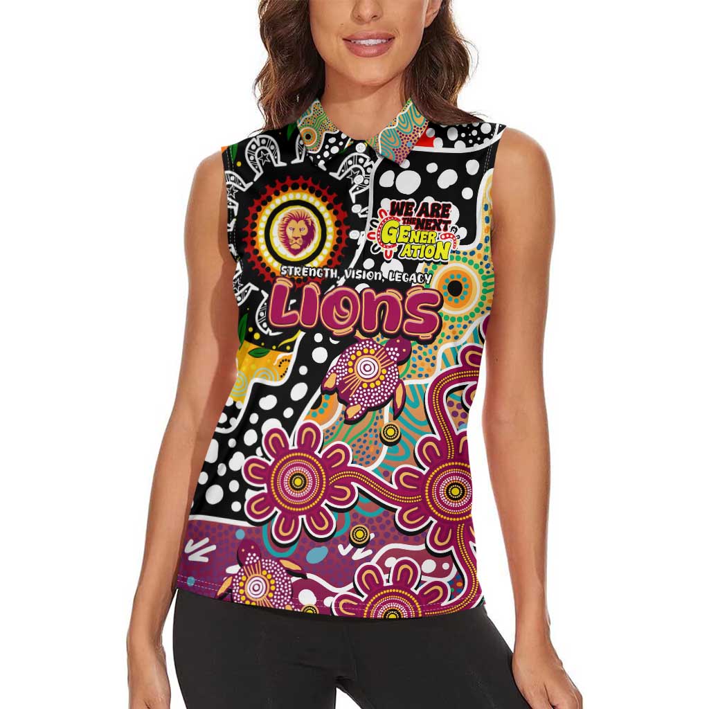 Personalised Lions AFL Celebrating 50 Years of Naidoc Women Sleeveless Polo Shirt NAIDOC Week 2025 Aboriginal