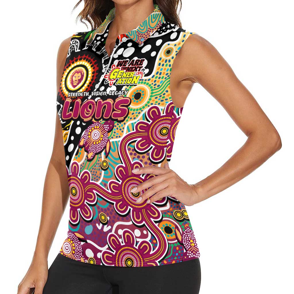 Personalised Lions AFL Celebrating 50 Years of Naidoc Women Sleeveless Polo Shirt NAIDOC Week 2025 Aboriginal