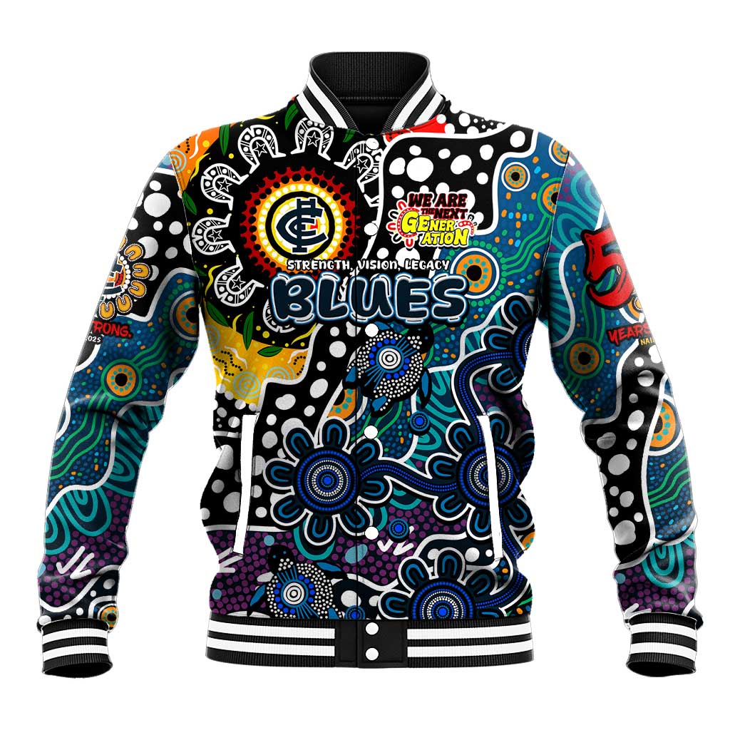 Personalised Blues AFL Celebrating 50 Years of Naidoc Baseball Jacket NAIDOC Week 2025 Aboriginal