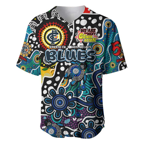Personalised Blues AFL Celebrating 50 Years of Naidoc Baseball Jersey NAIDOC Week 2025 Aboriginal