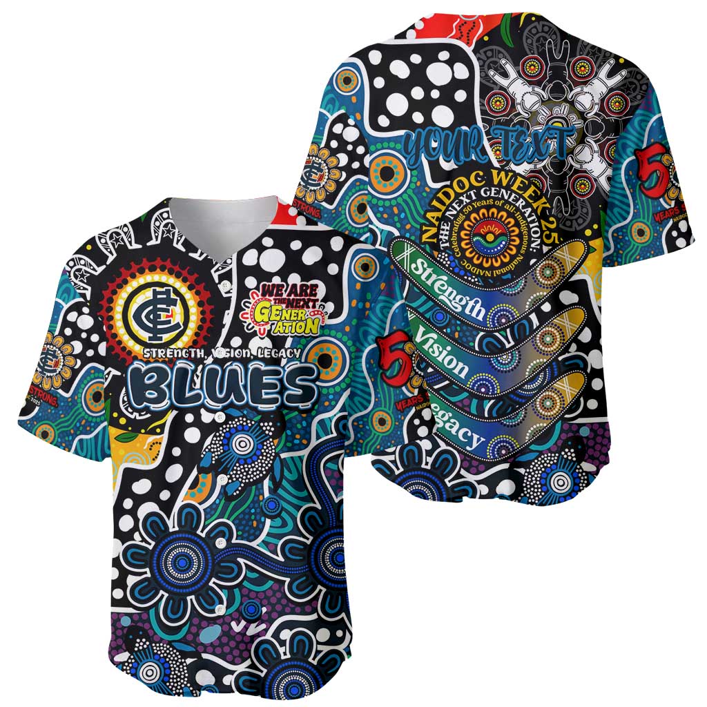 Personalised Blues AFL Celebrating 50 Years of Naidoc Baseball Jersey NAIDOC Week 2025 Aboriginal