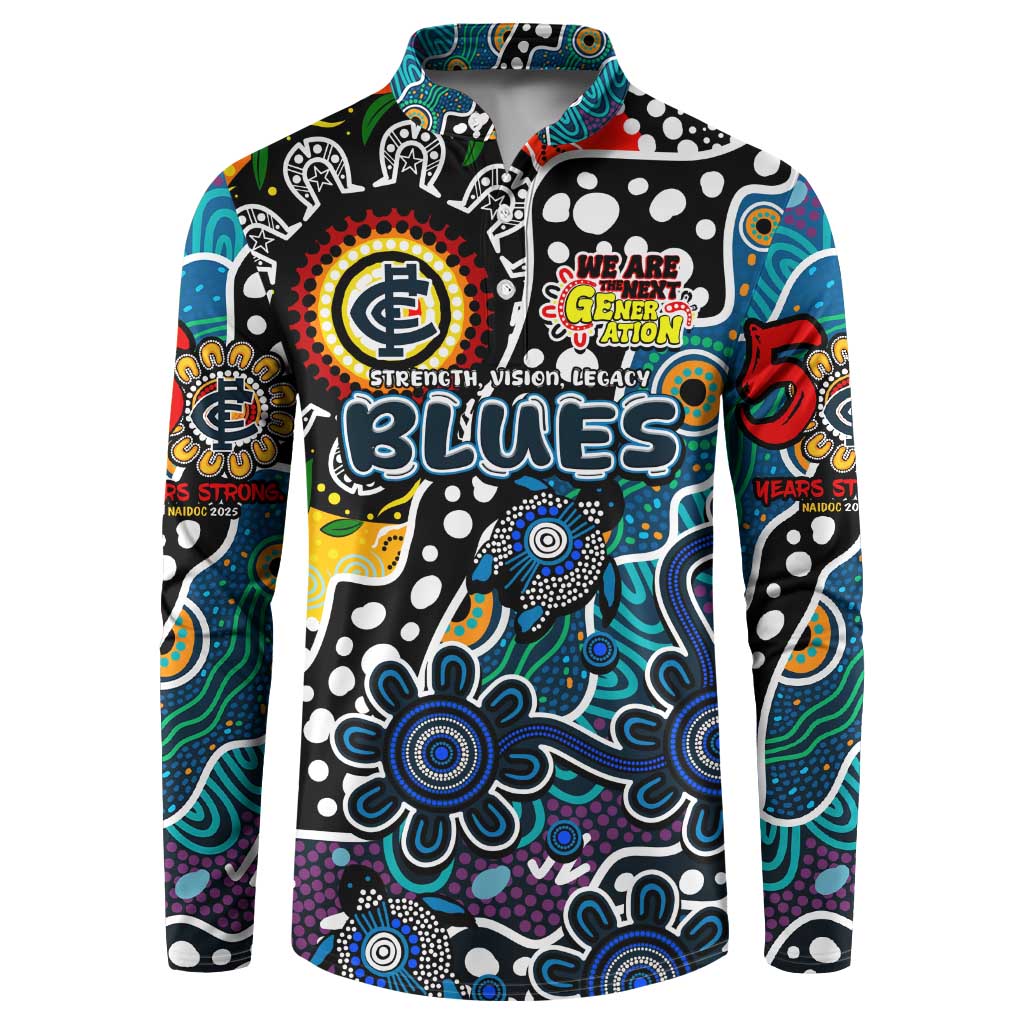 Personalised Blues AFL Celebrating 50 Years of Naidoc Button Sweatshirt NAIDOC Week 2025 Aboriginal