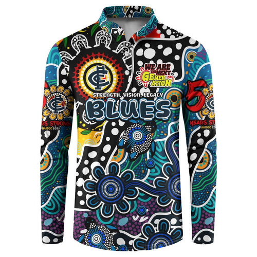 Personalised Blues AFL Celebrating 50 Years of Naidoc Button Sweatshirt NAIDOC Week 2025 Aboriginal