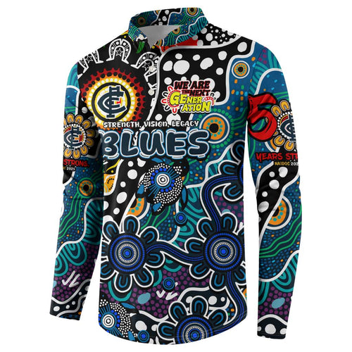 Personalised Blues AFL Celebrating 50 Years of Naidoc Button Sweatshirt NAIDOC Week 2025 Aboriginal