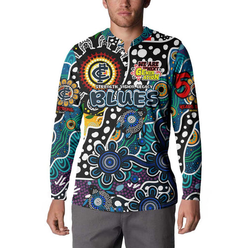 Personalised Blues AFL Celebrating 50 Years of Naidoc Button Sweatshirt NAIDOC Week 2025 Aboriginal
