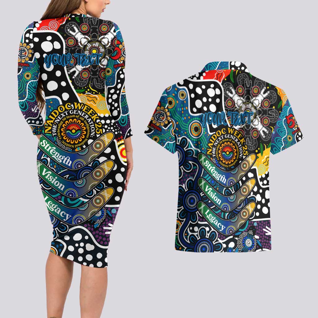 Personalised Blues AFL Celebrating 50 Years of Naidoc Couples Matching Long Sleeve Bodycon Dress and Hawaiian Shirt NAIDOC Week 2025 Aboriginal