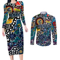 Personalised Blues AFL Celebrating 50 Years of Naidoc Couples Matching Long Sleeve Bodycon Dress and Long Sleeve Button Shirt NAIDOC Week 2025 Aboriginal