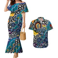 Personalised Blues AFL Celebrating 50 Years of Naidoc Couples Matching Mermaid Dress and Hawaiian Shirt NAIDOC Week 2025 Aboriginal