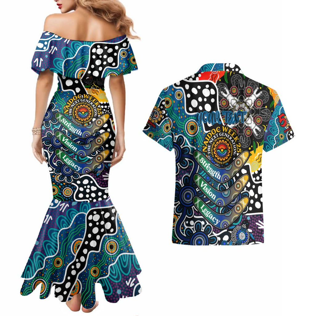 Personalised Blues AFL Celebrating 50 Years of Naidoc Couples Matching Mermaid Dress and Hawaiian Shirt NAIDOC Week 2025 Aboriginal