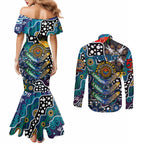 Personalised Blues AFL Celebrating 50 Years of Naidoc Couples Matching Mermaid Dress and Long Sleeve Button Shirt NAIDOC Week 2025 Aboriginal