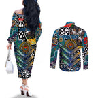 Personalised Blues AFL Celebrating 50 Years of Naidoc Couples Matching Off The Shoulder Long Sleeve Dress and Long Sleeve Button Shirt NAIDOC Week 2025 Aboriginal