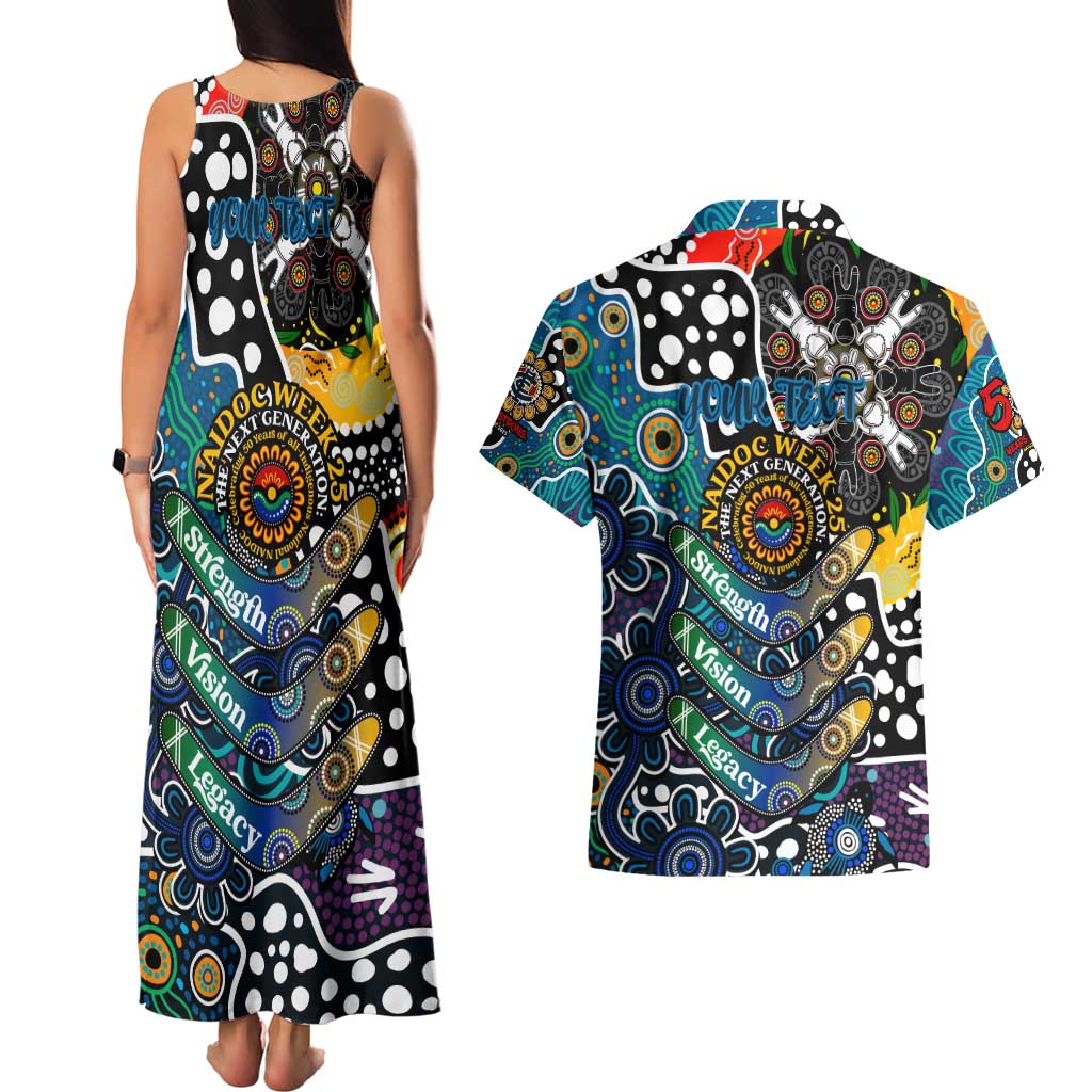 Personalised Blues AFL Celebrating 50 Years of Naidoc Couples Matching Tank Maxi Dress and Hawaiian Shirt NAIDOC Week 2025 Aboriginal