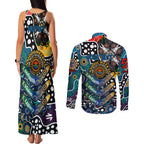 Personalised Blues AFL Celebrating 50 Years of Naidoc Couples Matching Tank Maxi Dress and Long Sleeve Button Shirt NAIDOC Week 2025 Aboriginal