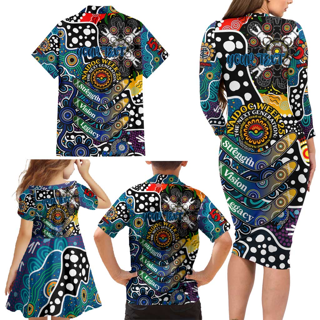 Personalised Blues AFL Celebrating 50 Years of Naidoc Family Matching Long Sleeve Bodycon Dress and Hawaiian Shirt NAIDOC Week 2025 Aboriginal