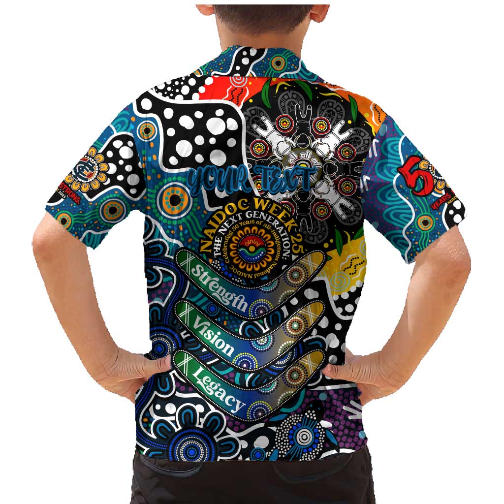 Personalised Blues AFL Celebrating 50 Years of Naidoc Family Matching Mermaid Dress and Hawaiian Shirt NAIDOC Week 2025 Aboriginal