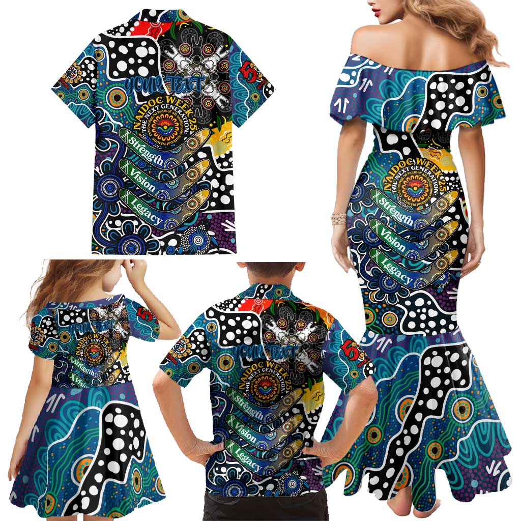 Personalised Blues AFL Celebrating 50 Years of Naidoc Family Matching Mermaid Dress and Hawaiian Shirt NAIDOC Week 2025 Aboriginal