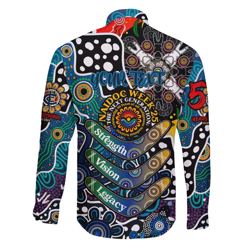 Personalised Blues AFL Celebrating 50 Years of Naidoc Family Matching Off Shoulder Maxi Dress and Hawaiian Shirt NAIDOC Week 2025 Aboriginal