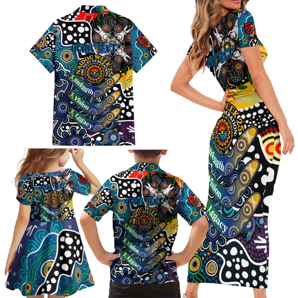 Personalised Blues AFL Celebrating 50 Years of Naidoc Family Matching Short Sleeve Bodycon Dress and Hawaiian Shirt NAIDOC Week 2025 Aboriginal