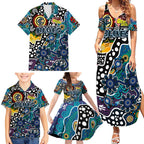 Personalised Blues AFL Celebrating 50 Years of Naidoc Family Matching Summer Maxi Dress and Hawaiian Shirt NAIDOC Week 2025 Aboriginal