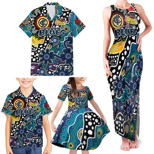 Personalised Blues AFL Celebrating 50 Years of Naidoc Family Matching Tank Maxi Dress and Hawaiian Shirt NAIDOC Week 2025 Aboriginal
