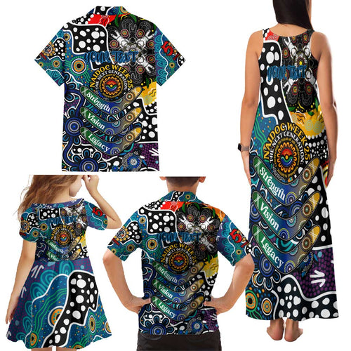 Personalised Blues AFL Celebrating 50 Years of Naidoc Family Matching Tank Maxi Dress and Hawaiian Shirt NAIDOC Week 2025 Aboriginal