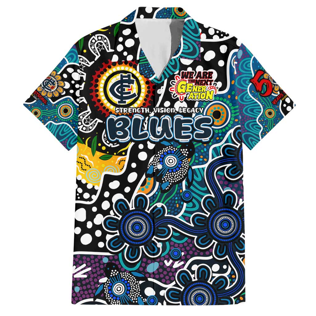 Personalised Blues AFL Celebrating 50 Years of Naidoc Hawaiian Shirt NAIDOC Week 2025 Aboriginal