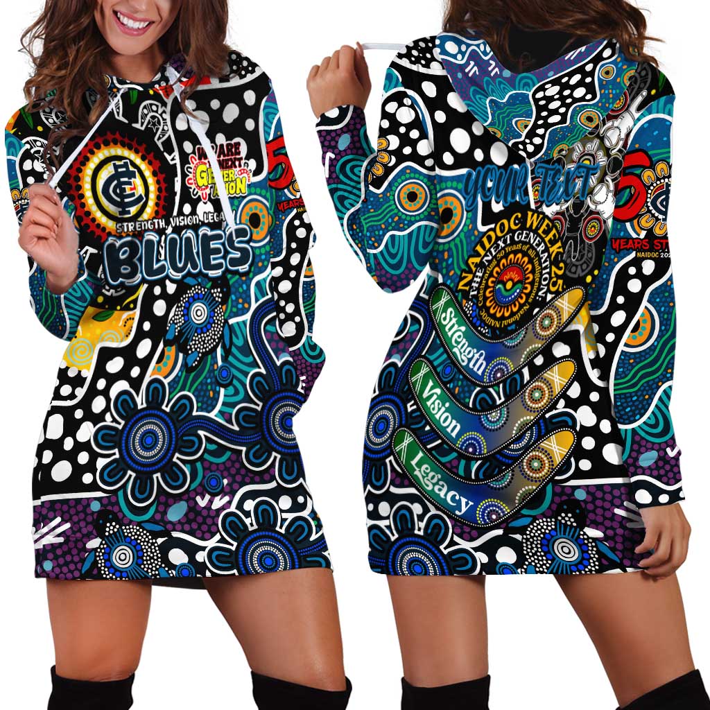 Personalised Blues AFL Celebrating 50 Years of Naidoc Hoodie Dress NAIDOC Week 2025 Aboriginal
