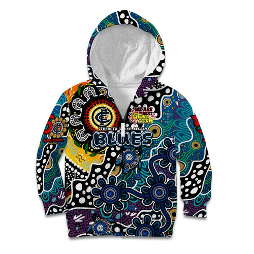 Personalised Blues AFL Celebrating 50 Years of Naidoc Kid Hoodie NAIDOC Week 2025 Aboriginal