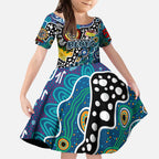 Personalised Blues AFL Celebrating 50 Years of Naidoc Kid Short Sleeve Dress NAIDOC Week 2025 Aboriginal