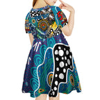 Personalised Blues AFL Celebrating 50 Years of Naidoc Kid Short Sleeve Dress NAIDOC Week 2025 Aboriginal