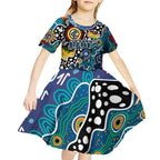 Personalised Blues AFL Celebrating 50 Years of Naidoc Kid Short Sleeve Dress NAIDOC Week 2025 Aboriginal