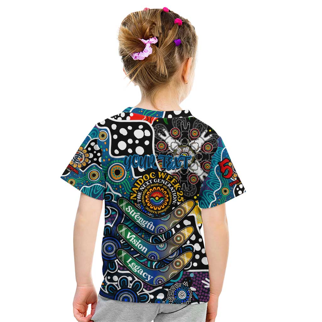 Personalised Blues AFL Celebrating 50 Years of Naidoc Kid T Shirt NAIDOC Week 2025 Aboriginal