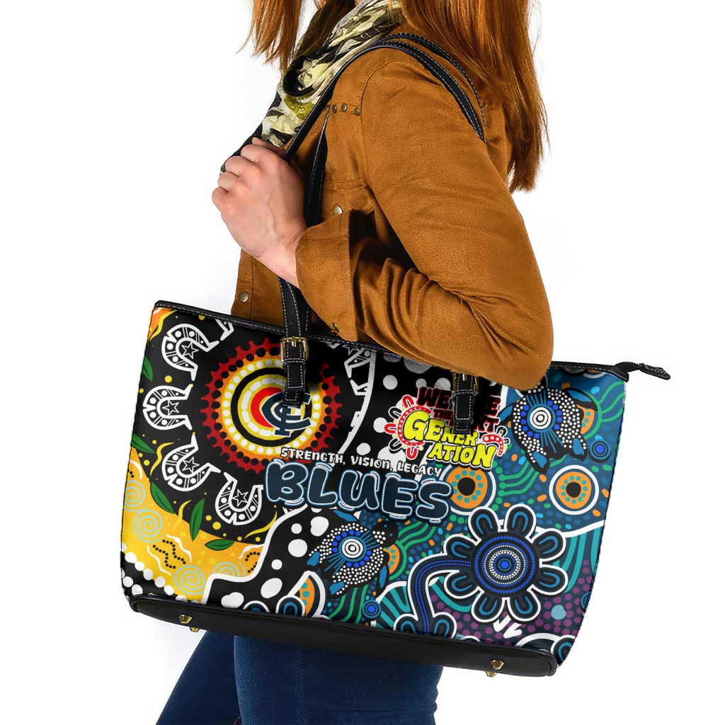 Blues AFL Celebrating 50 Years of Naidoc Leather Tote Bag NAIDOC Week 2025 Aboriginal