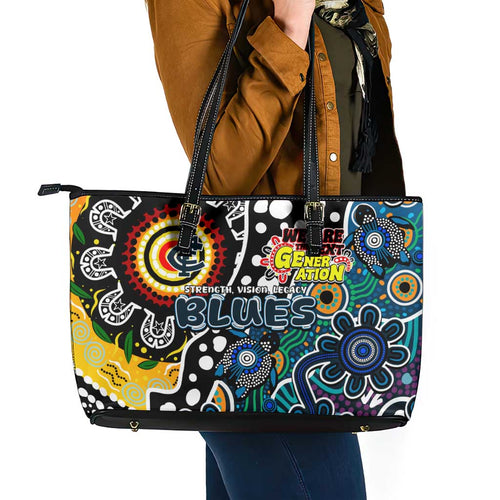 Blues AFL Celebrating 50 Years of Naidoc Leather Tote Bag NAIDOC Week 2025 Aboriginal