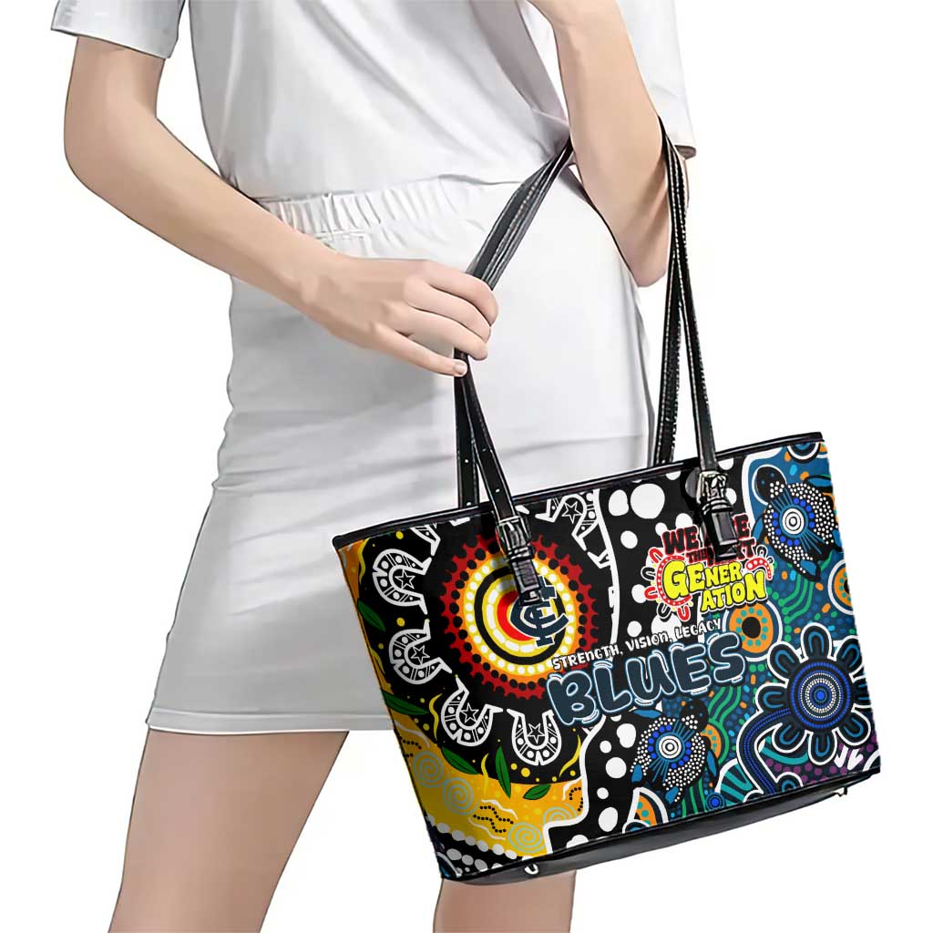 Blues AFL Celebrating 50 Years of Naidoc Leather Tote Bag NAIDOC Week 2025 Aboriginal